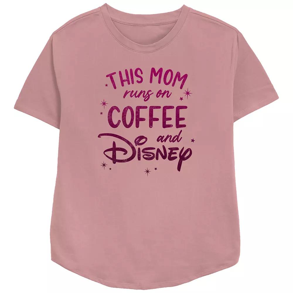 Disney This Mom Runs On Coffee And Disney Women's Relaxed Fit Graphic Tee,  Product Image
