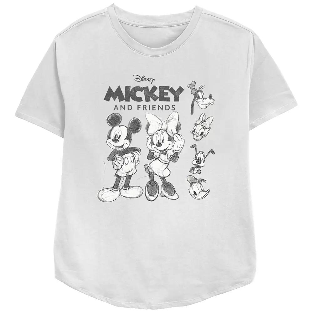 Disney's Mickey Mouse And Friends Sketches Women's Relaxed Fit Graphic Tee,  Product Image