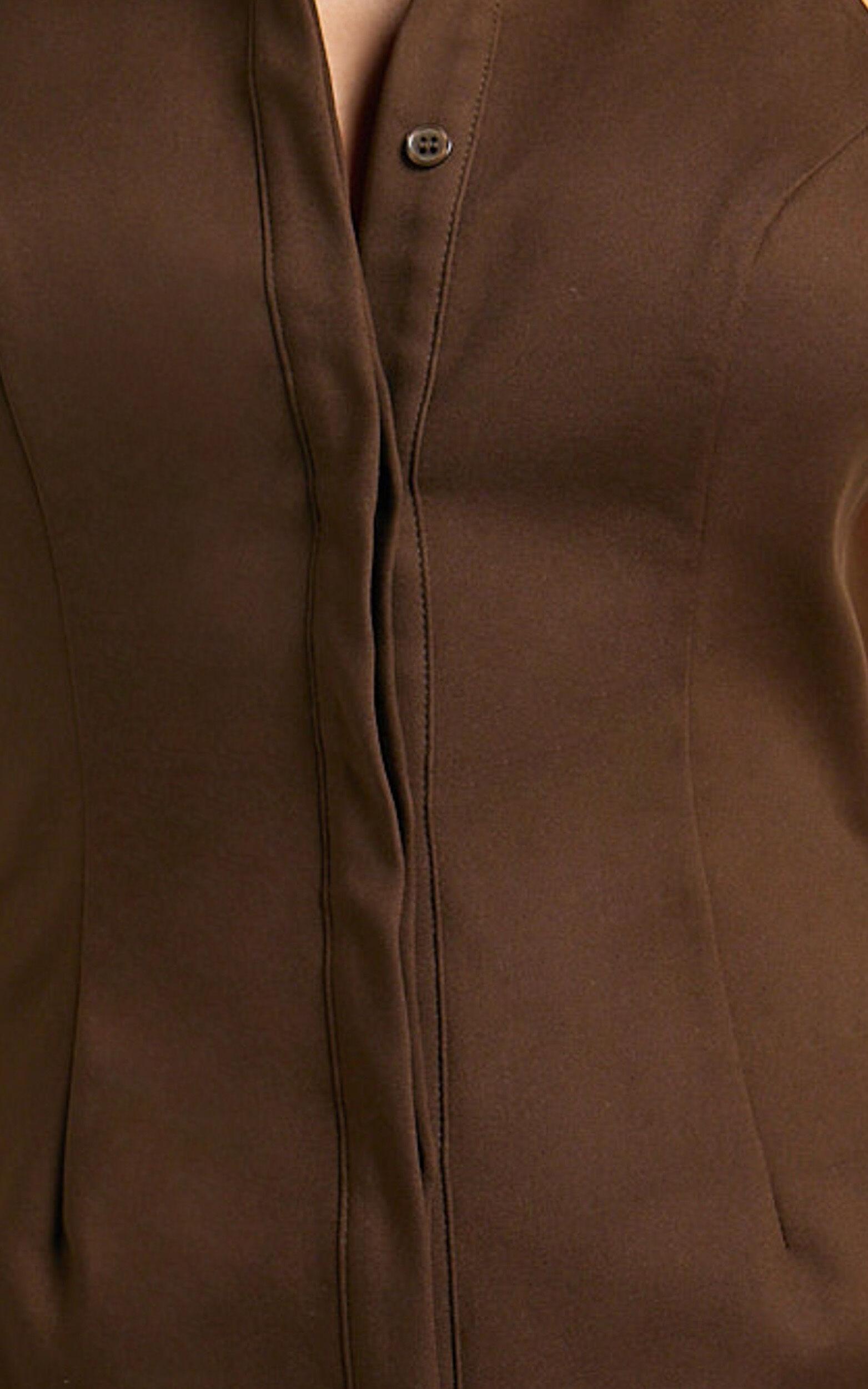 Lillibelle Midi Dress - Collared Button Down Bodycon Dress in Chocolate Product Image