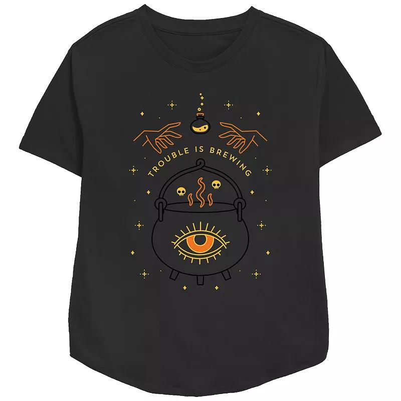 Disney's Hocus Pocus Trouble Is Brewing Women's Relaxed Fit Graphic Tee,  Product Image