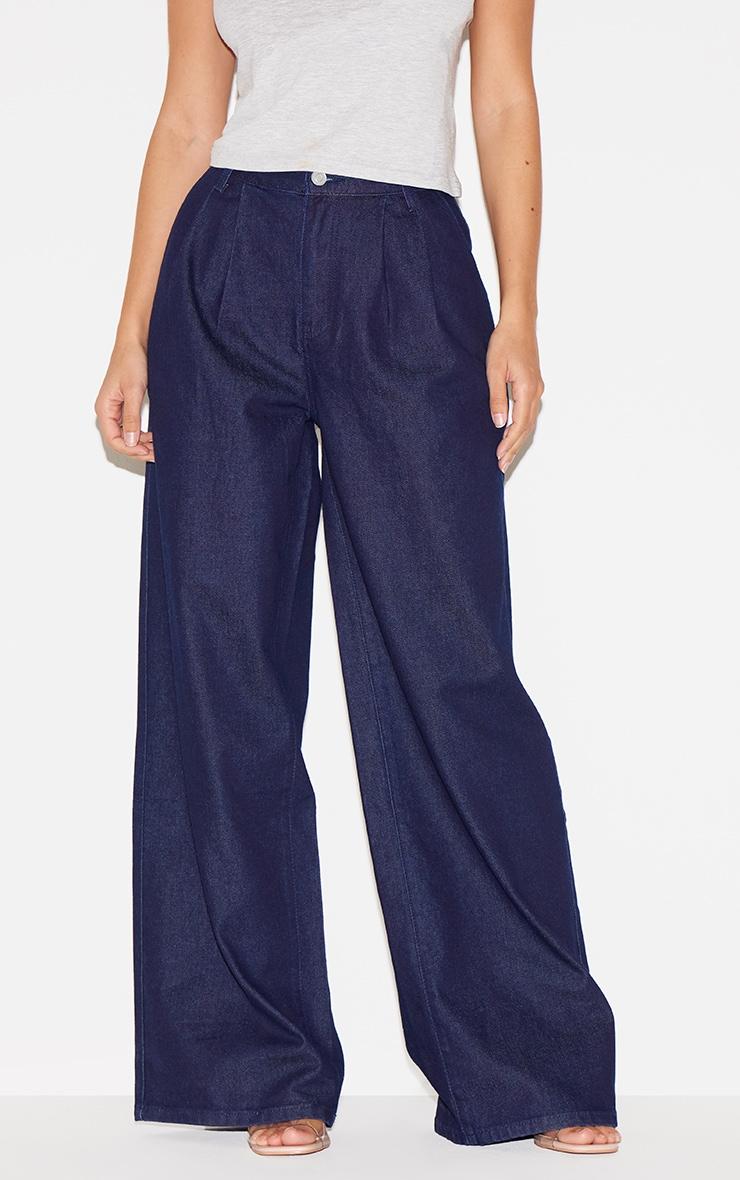  Dark Indigo High Waist Tailored Style Jeans Product Image