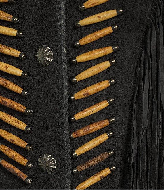 Scully Suede Fringe Round Neck Long Sleeve Jacket Product Image