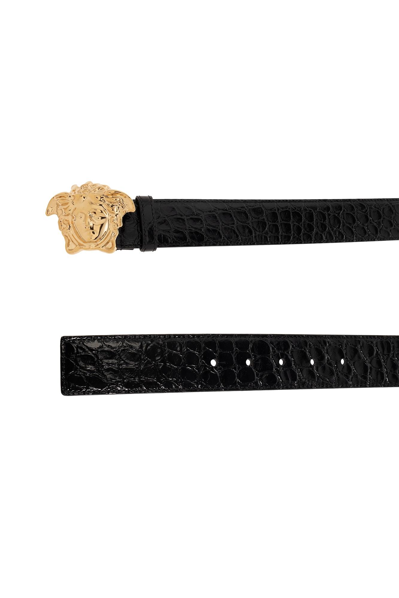 VERSACE La Medusa Leather Belt Man Belt Black Size 39.5 Calfskin Product Image