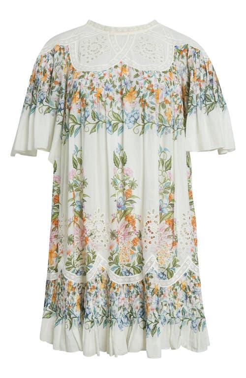 FARM RIO Sweet Bloom Cotton Eyelet Shift Dress In Off-white Product Image