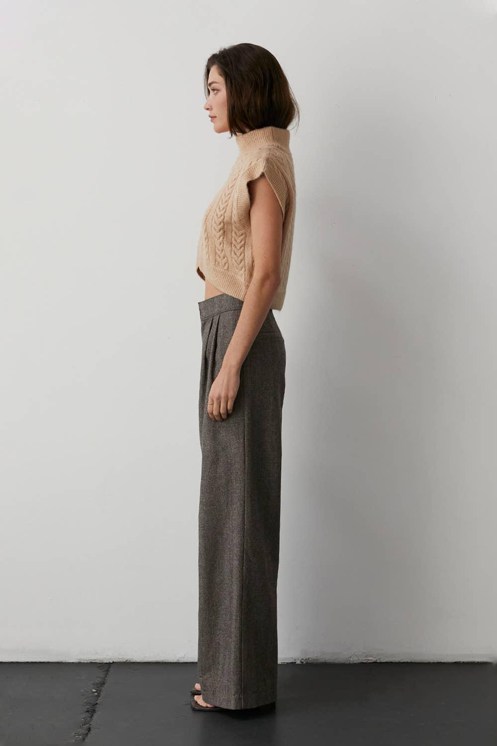 Camila Herringbone Wide-Leg Trouser Product Image