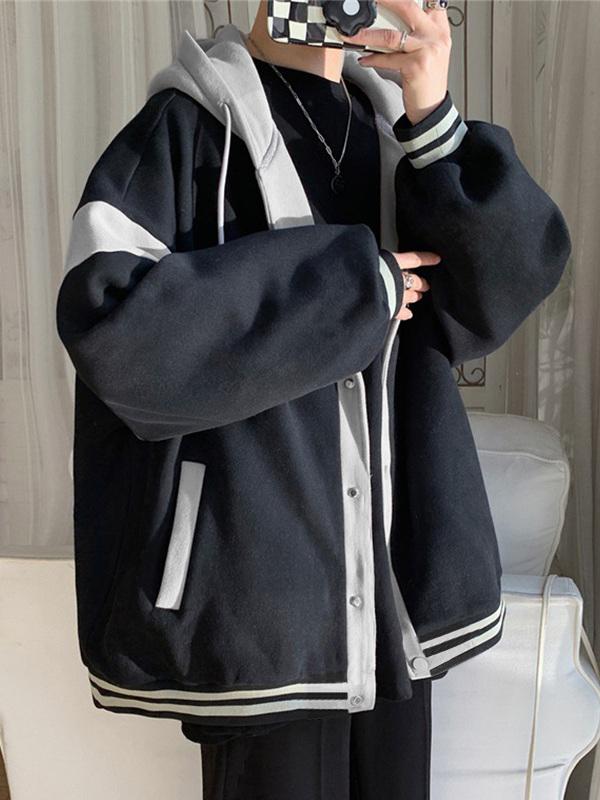 Men's Color Block Hooded Jacket Product Image