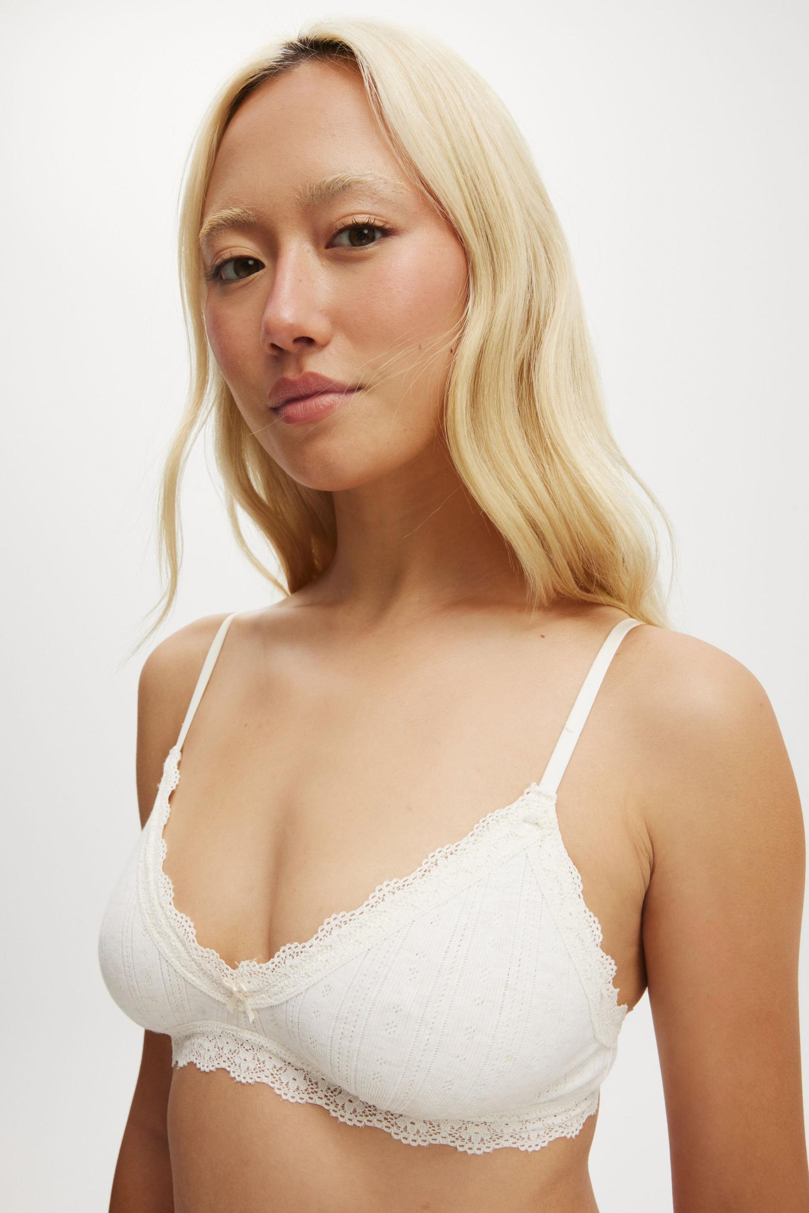 Cotton Lace Triangle Padded Bralette Product Image