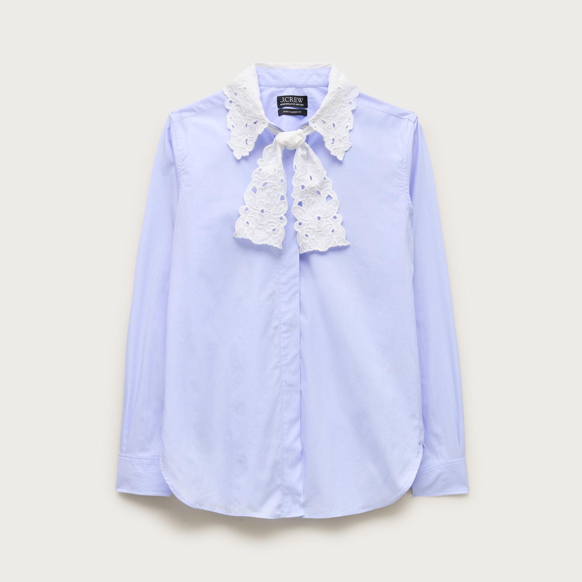 Jules classic-fit eyelet tie-neck shirt Product Image
