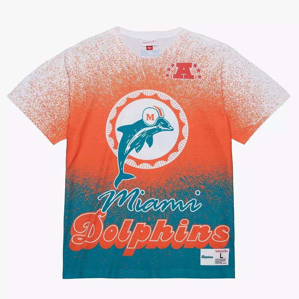 Men's Mitchell & Ness  White Miami Dolphins Team Burst Vintage Logo T-Shirt, Size: XL Product Image