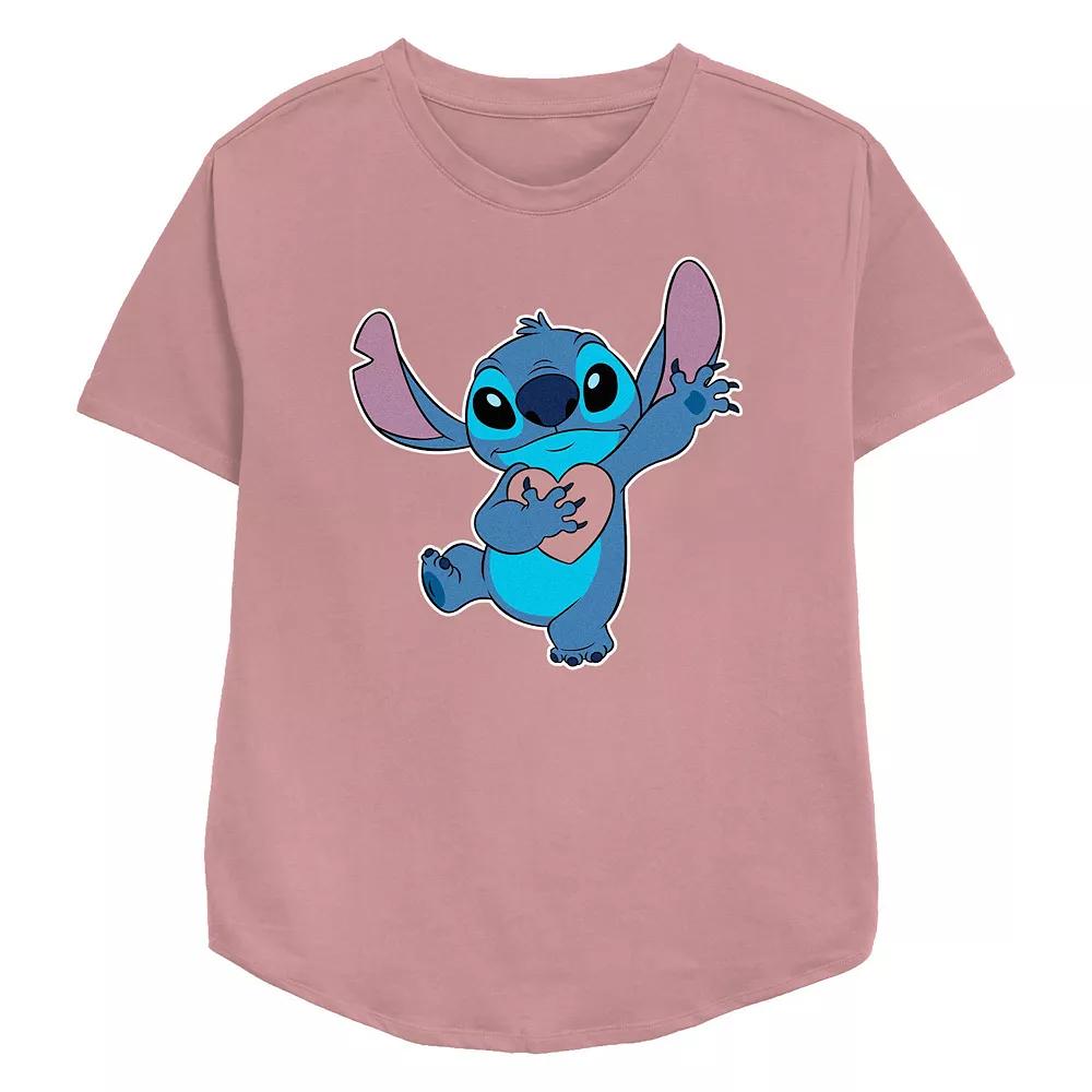 Disney's Lilo & Stitch Ohana Heart Women's Relaxed Fit Graphic Tee, Size: Medium, Pink Product Image
