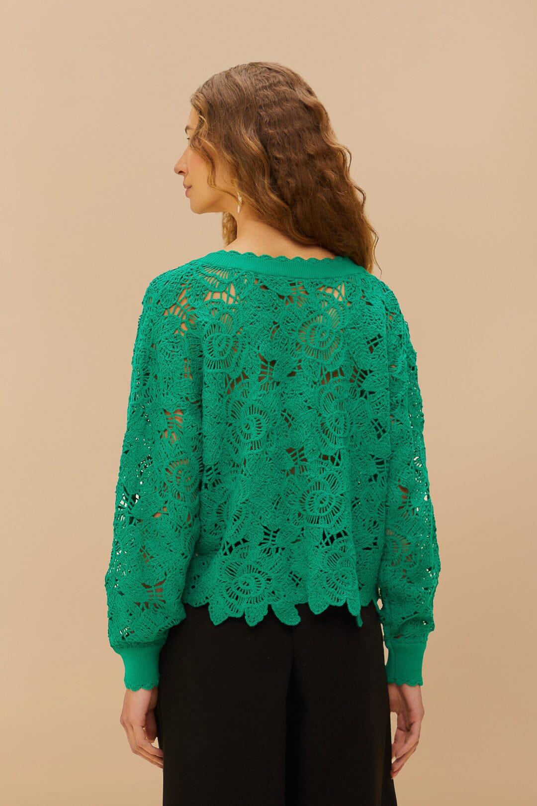 Green Flower Crochet Cardigan Product Image