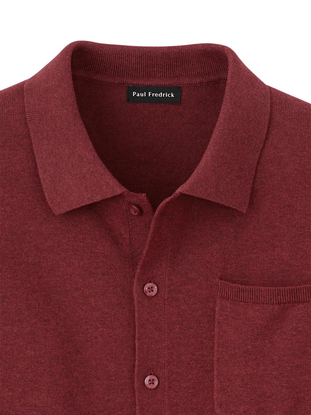 Supima Cotton Button Front Polo - Burgundy Product Image