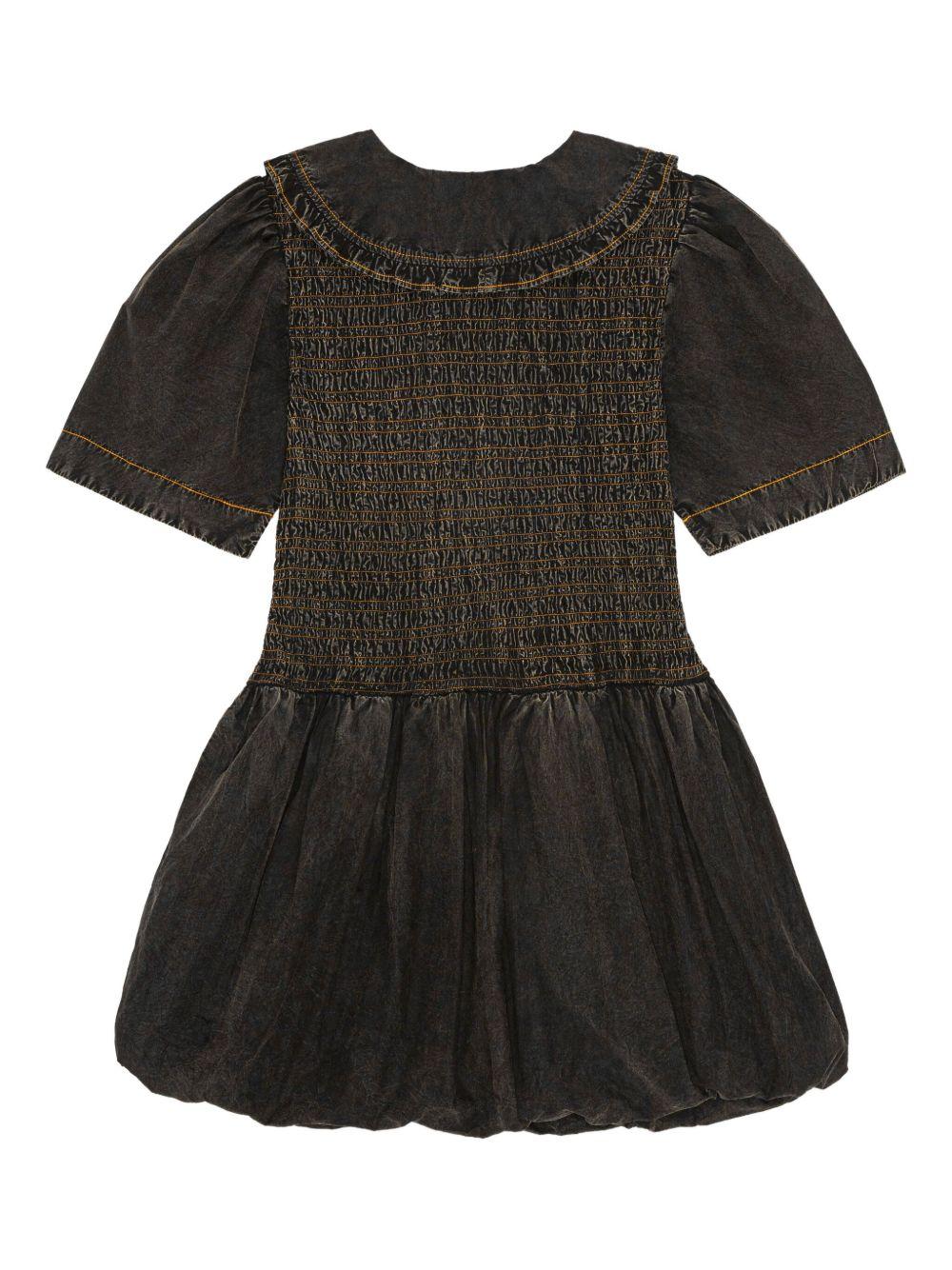 smocked dress with puff sleeves Product Image