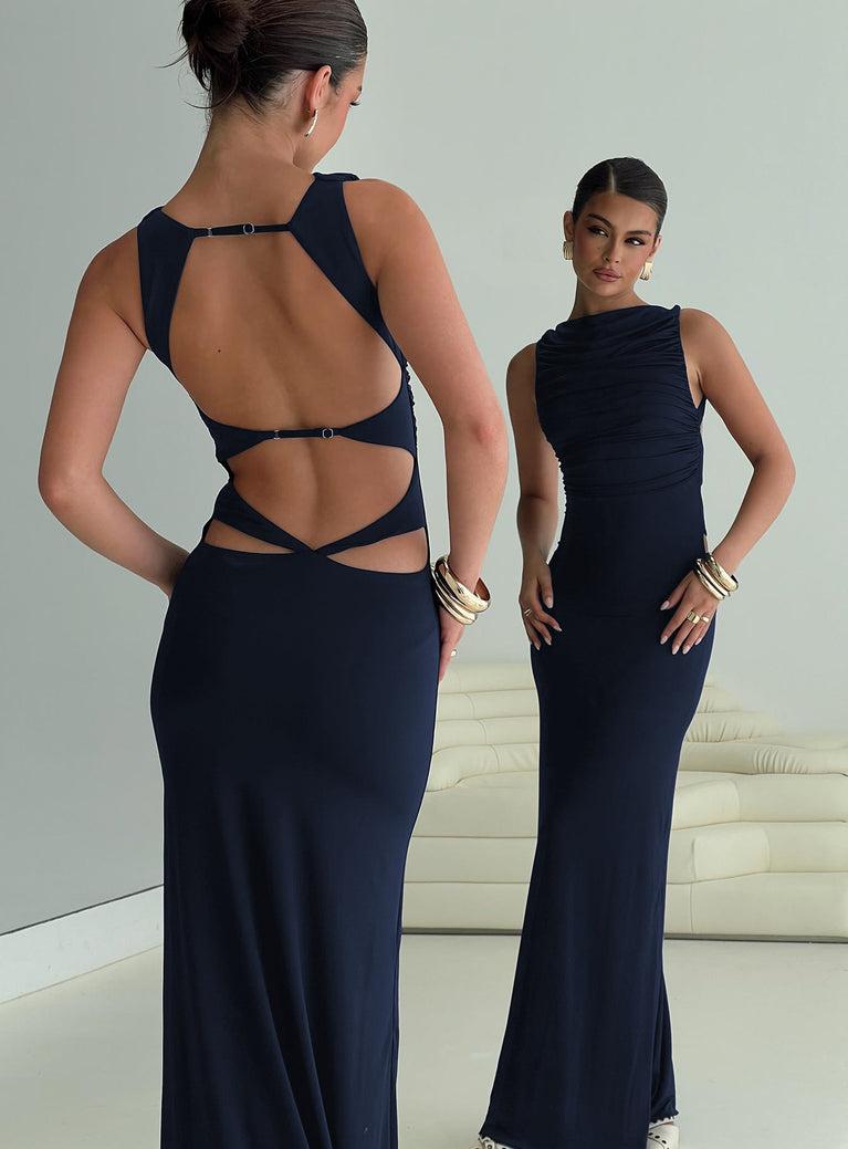 Undeniable Cut Out Maxi Dress Navy Product Image