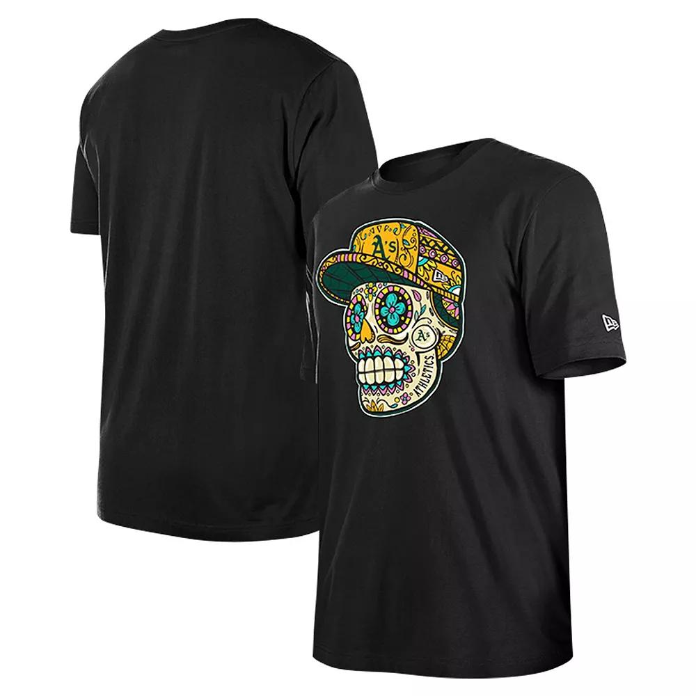 Men's New Era Black Oakland Athletics Sugar Skulls T-Shirt, Size: Small Product Image
