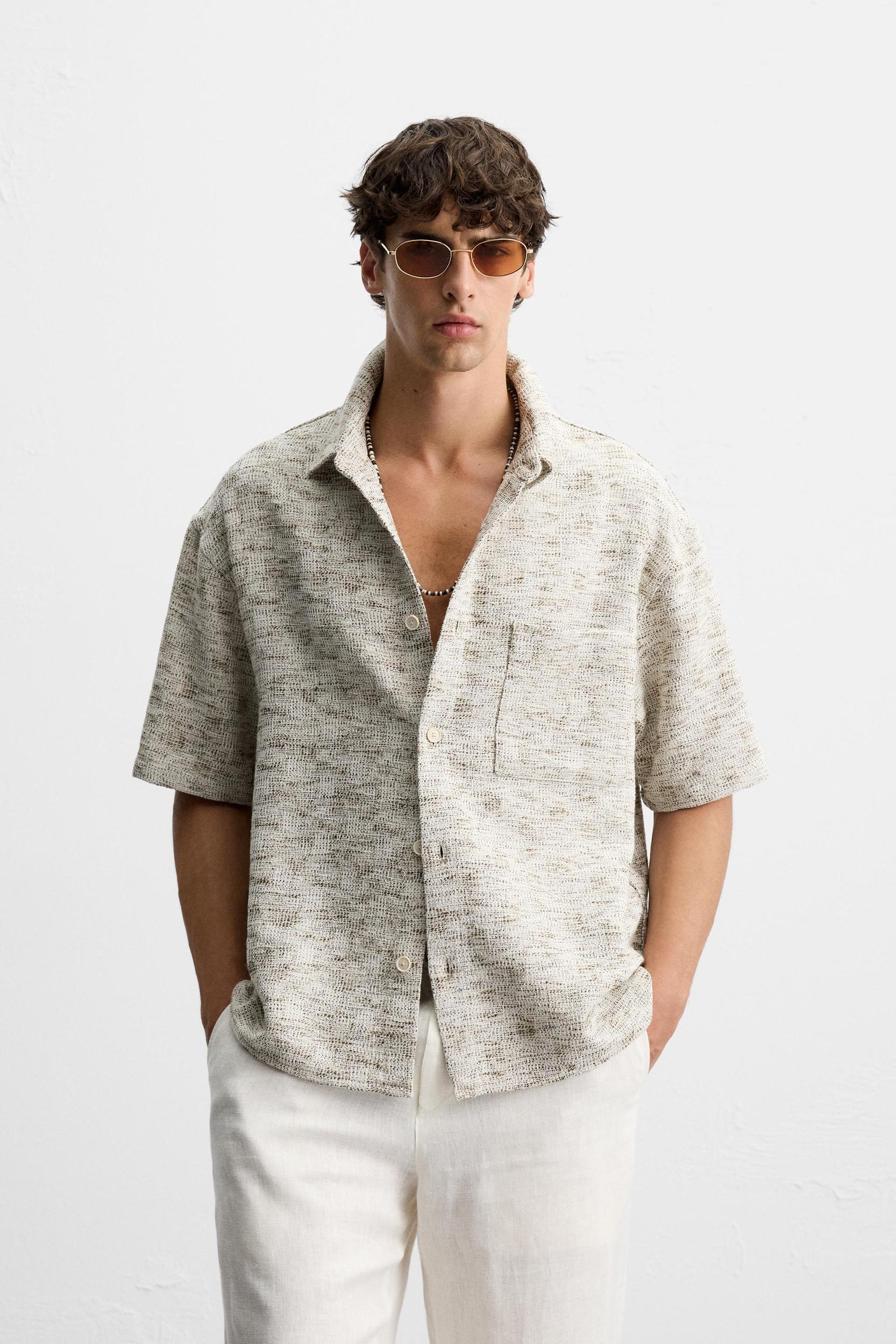 CONTRAST TEXTURE OVERSHIRT Product Image