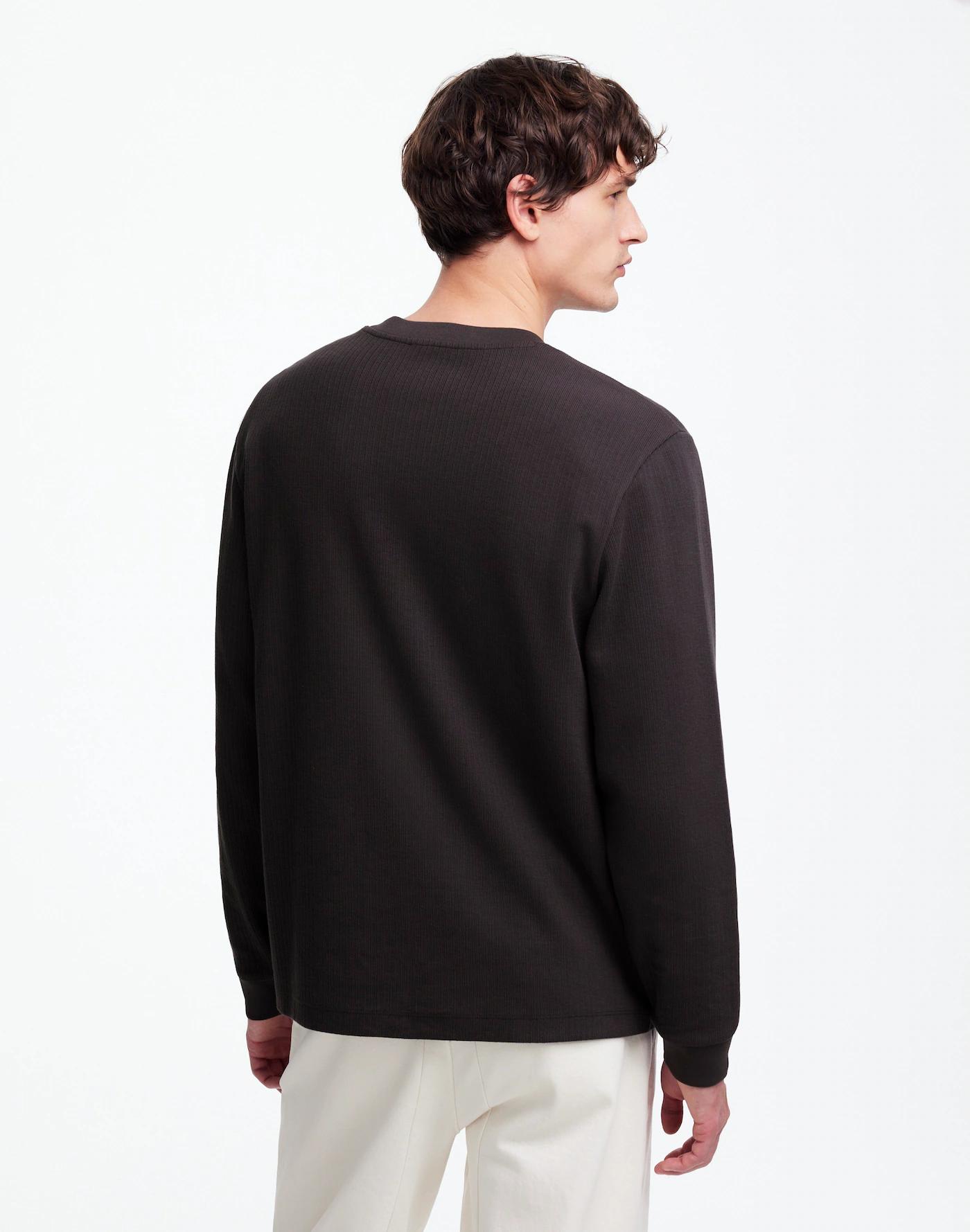 Textured Long-Sleeve Henley Tee Product Image