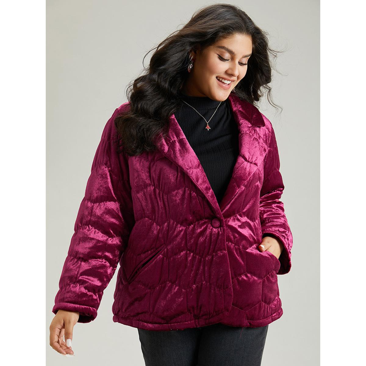 Plus Size Women Dailywear Plain Texture No stretch 18-20/2X Pocket Casual Quilted Jackets BloomChic Product Image