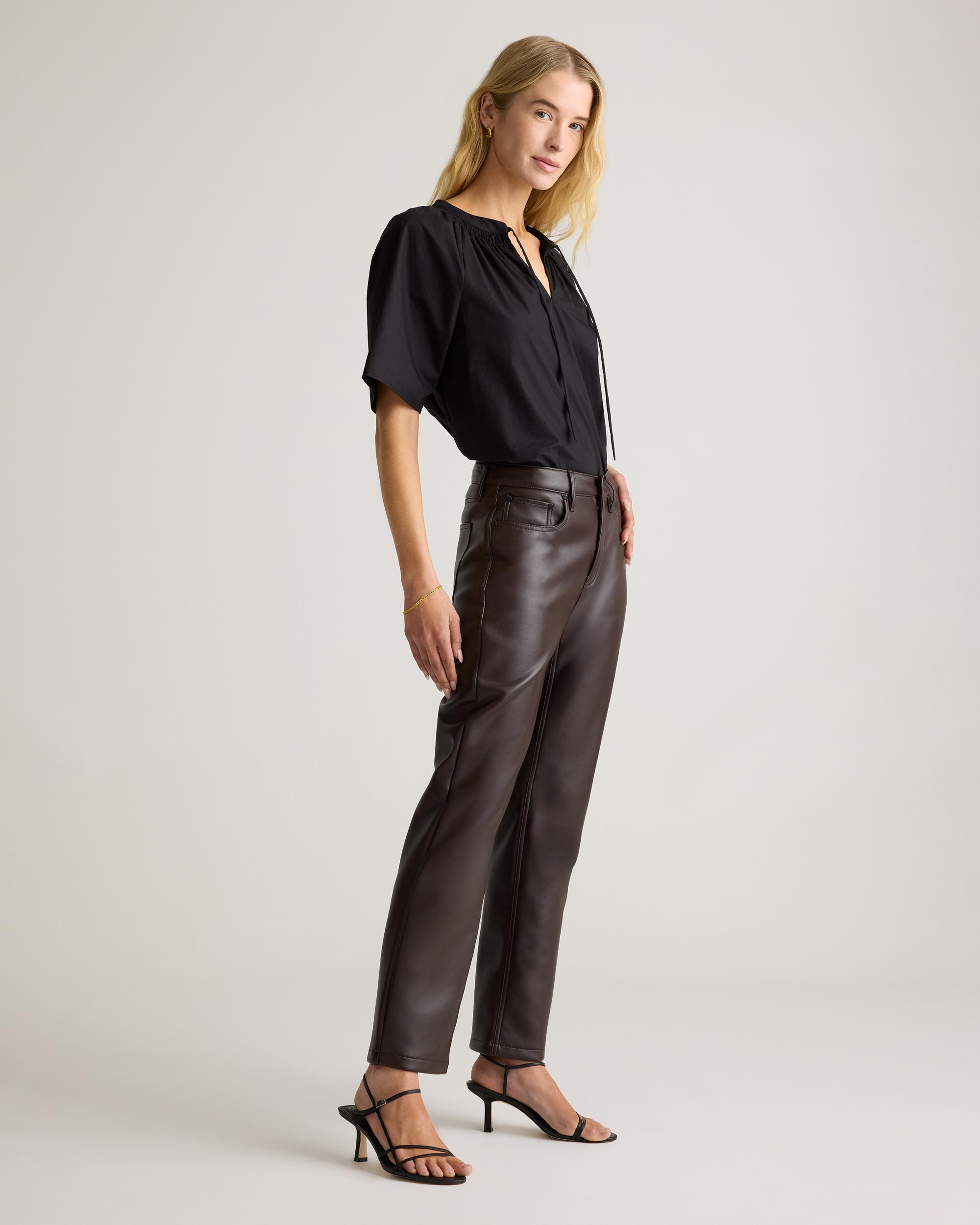 Quince | Women's Vegan Leather Straight Leg Pants Recycled Polyester Product Image