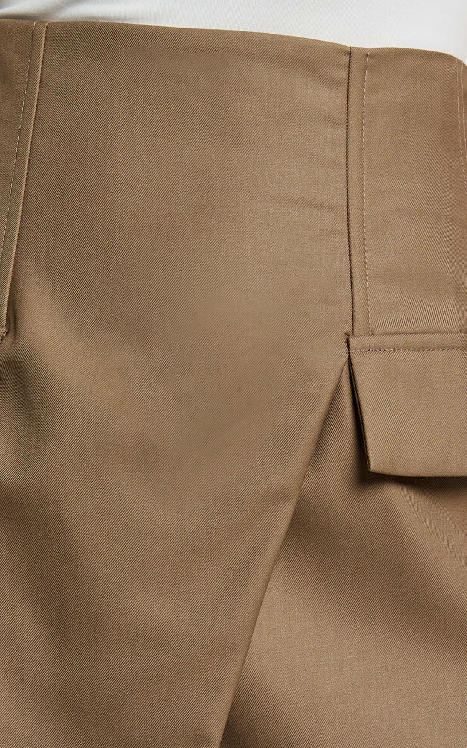 Haidy Mini Skirt - Faux Pockets Wrap Skirt in Taupe Product Image