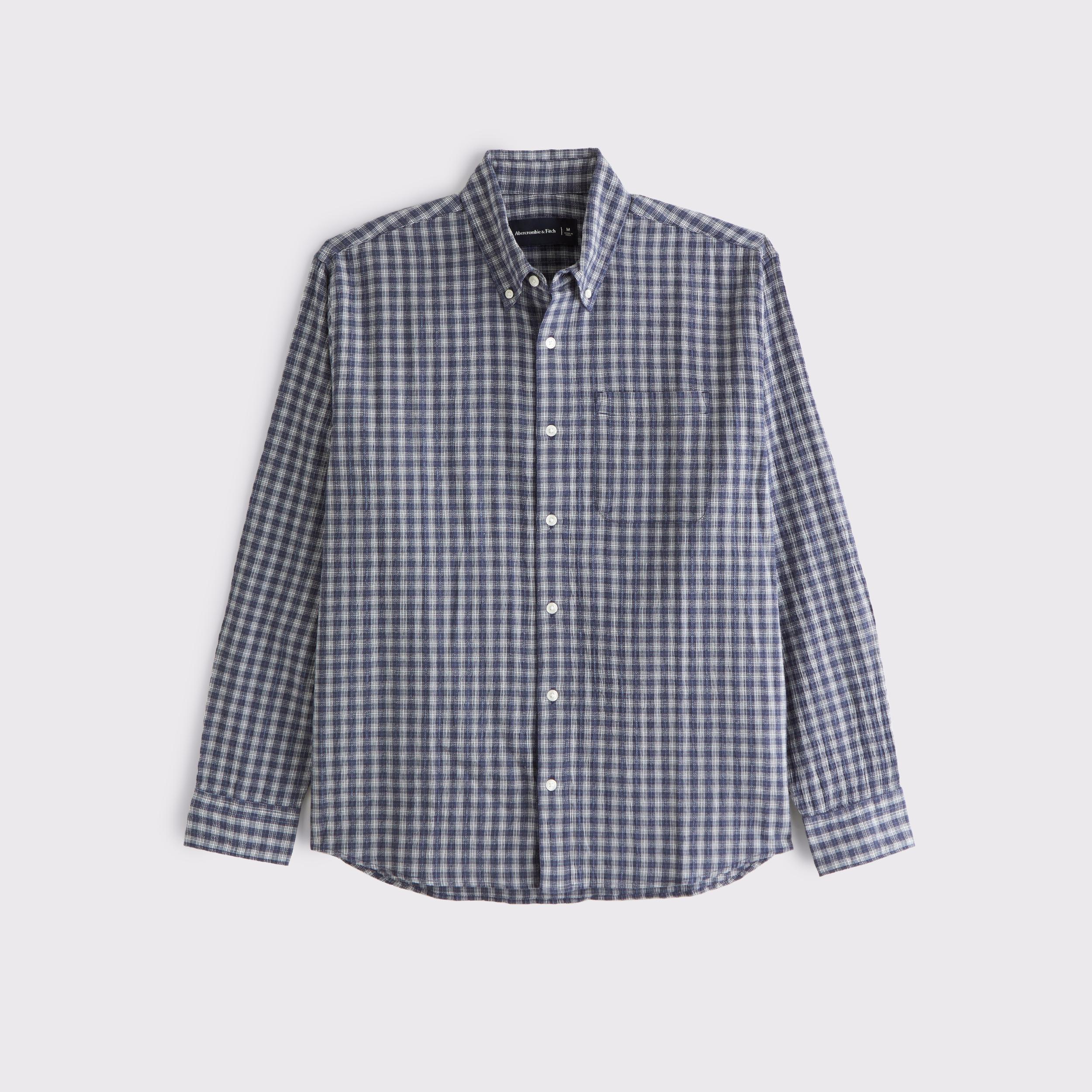 Long-Sleeve Plaid Button-Up Shirt Product Image