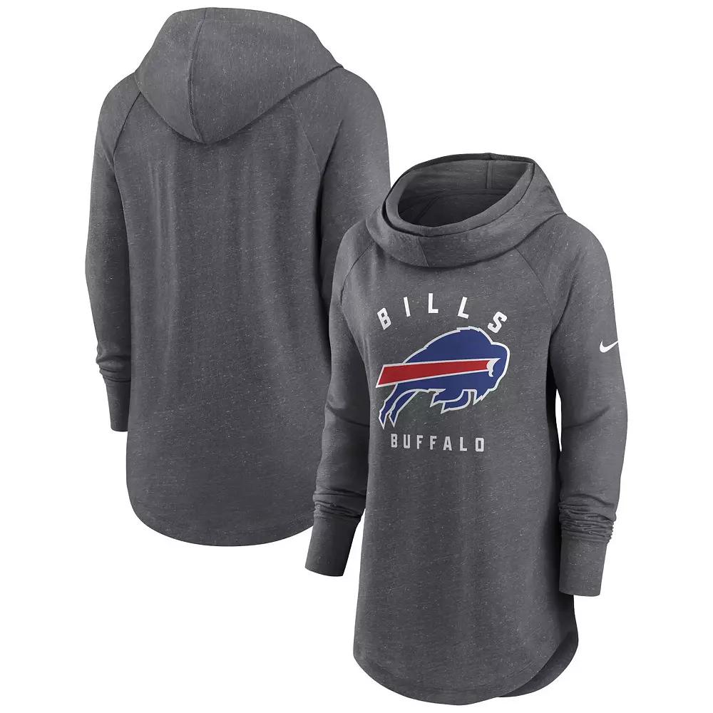 Women's Nike Heather Charcoal Buffalo Bills Raglan Funnel Neck Pullover Hoodie, Size: XS Product Image