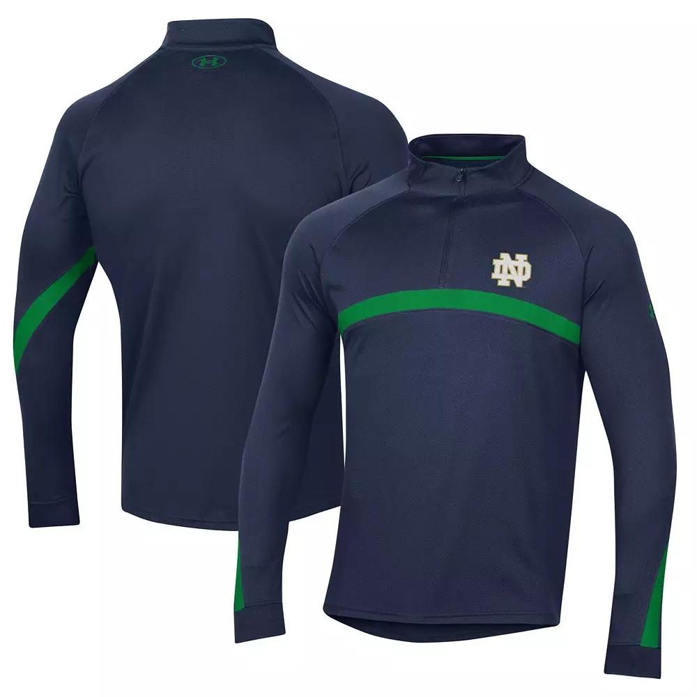 Men's Under Armour Navy Notre Dame Fighting Irish Game Day Camo Raglan Quarter-Zip Top,  Product Image