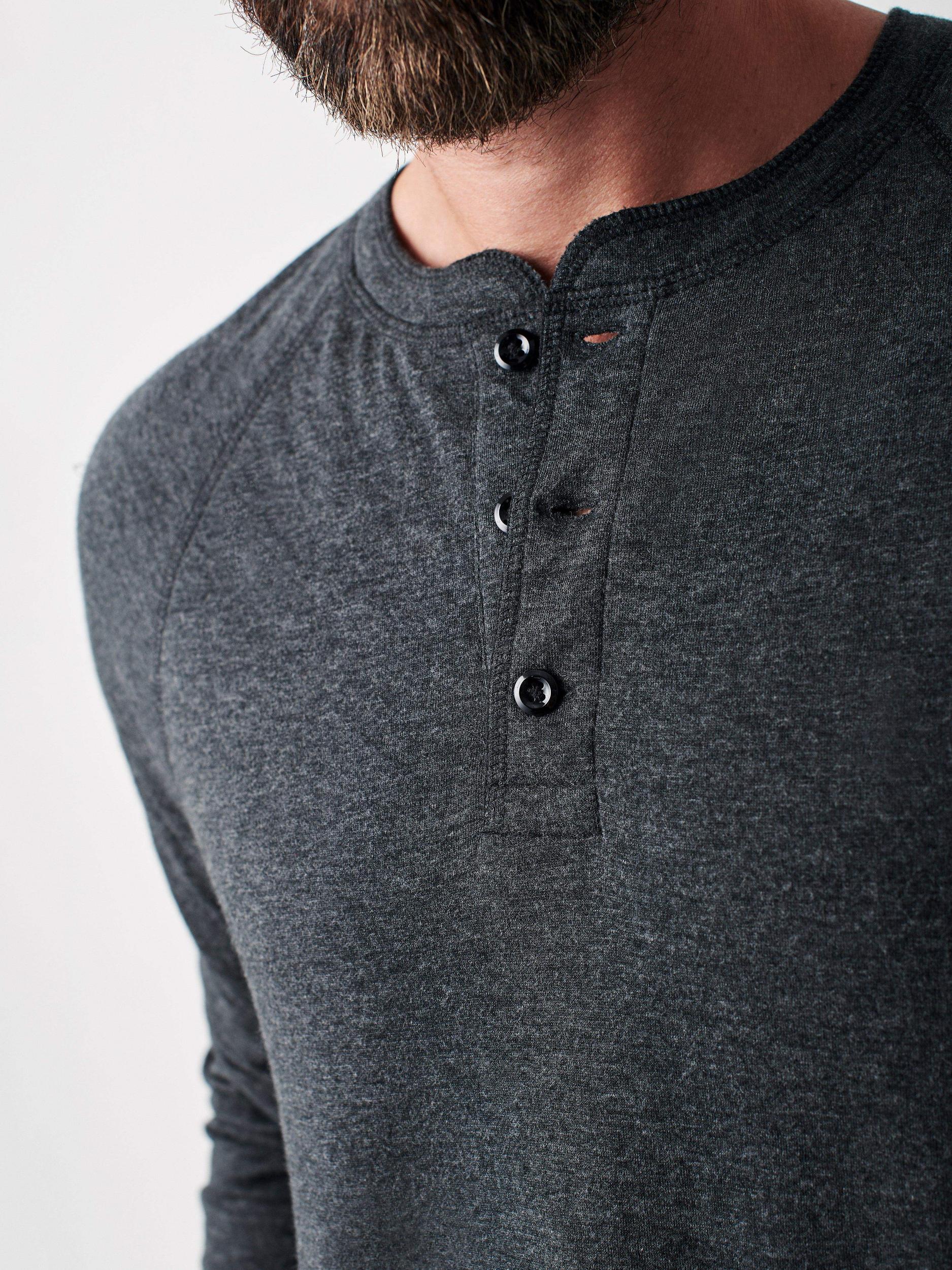 Long-Sleeve Newport Cloud Henley (Tall) - Charcoal Male Product Image