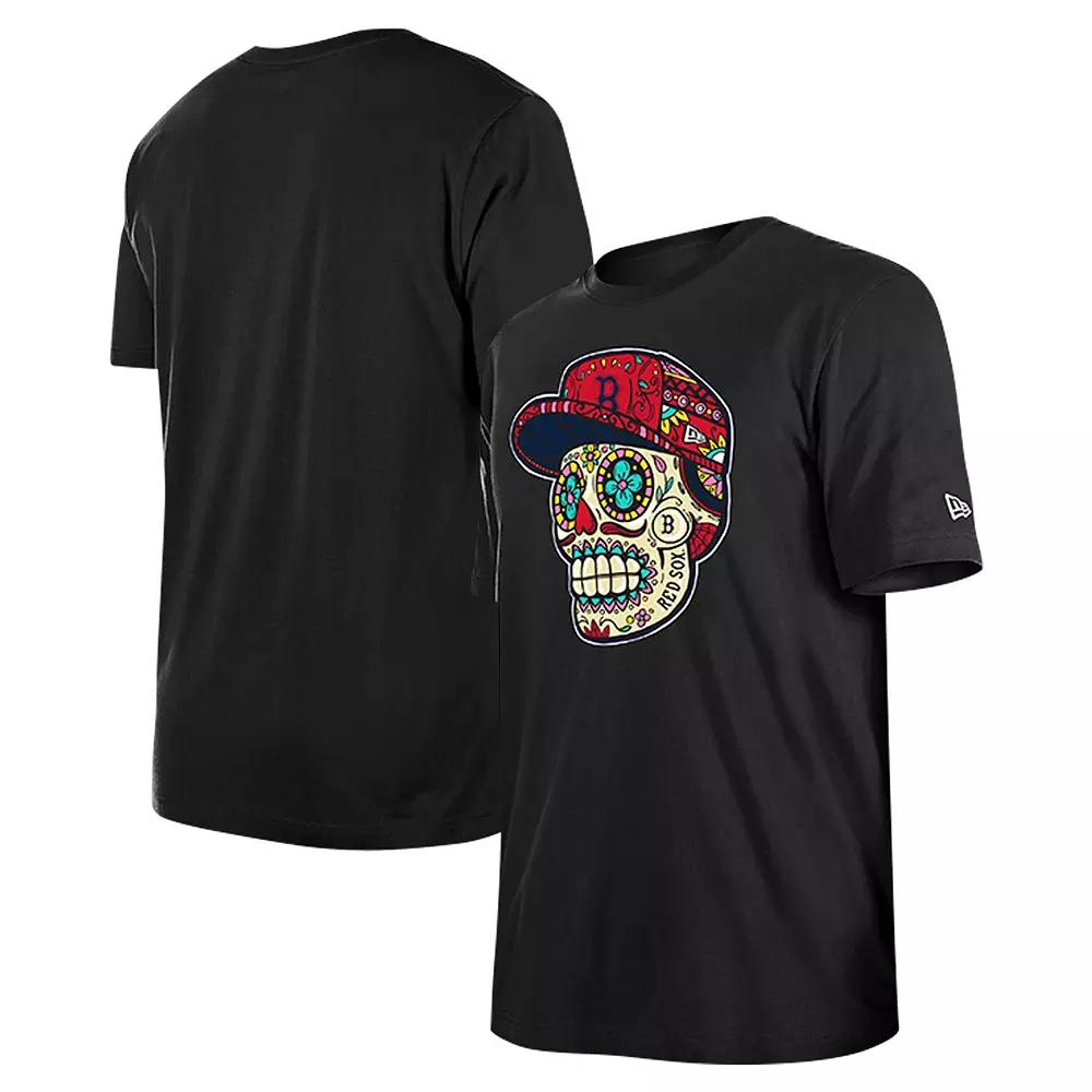 Men's New Era Black Boston Red Sox Sugar Skulls T-Shirt, Size: Small Product Image