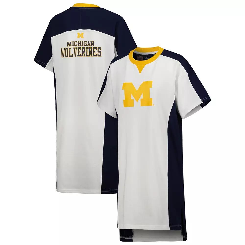 Women's G-III 4Her by Carl Banks White Michigan Wolverines Home Run T-Shirt Dress,  Product Image