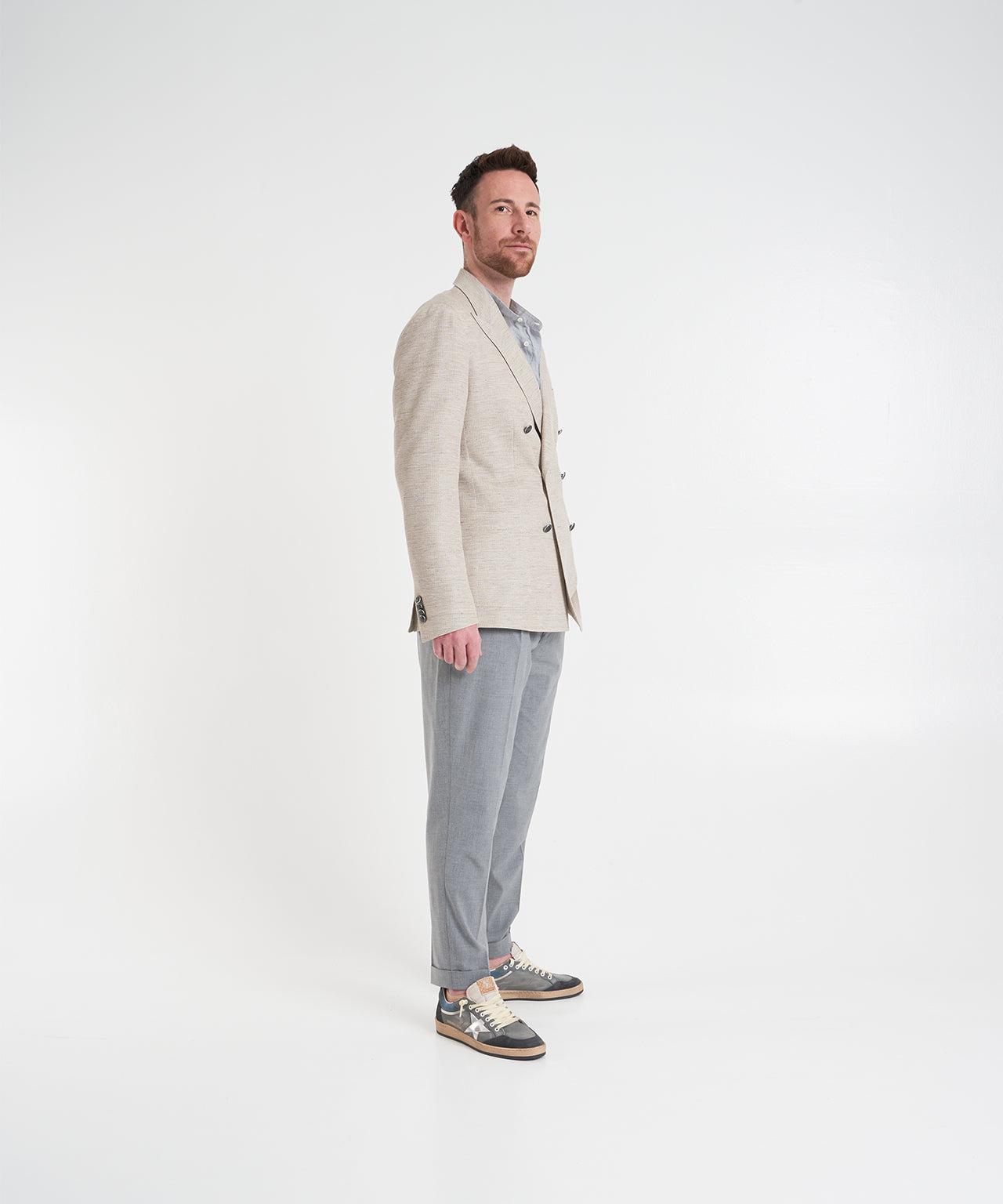 Linen shirt with mandarin collar Product Image