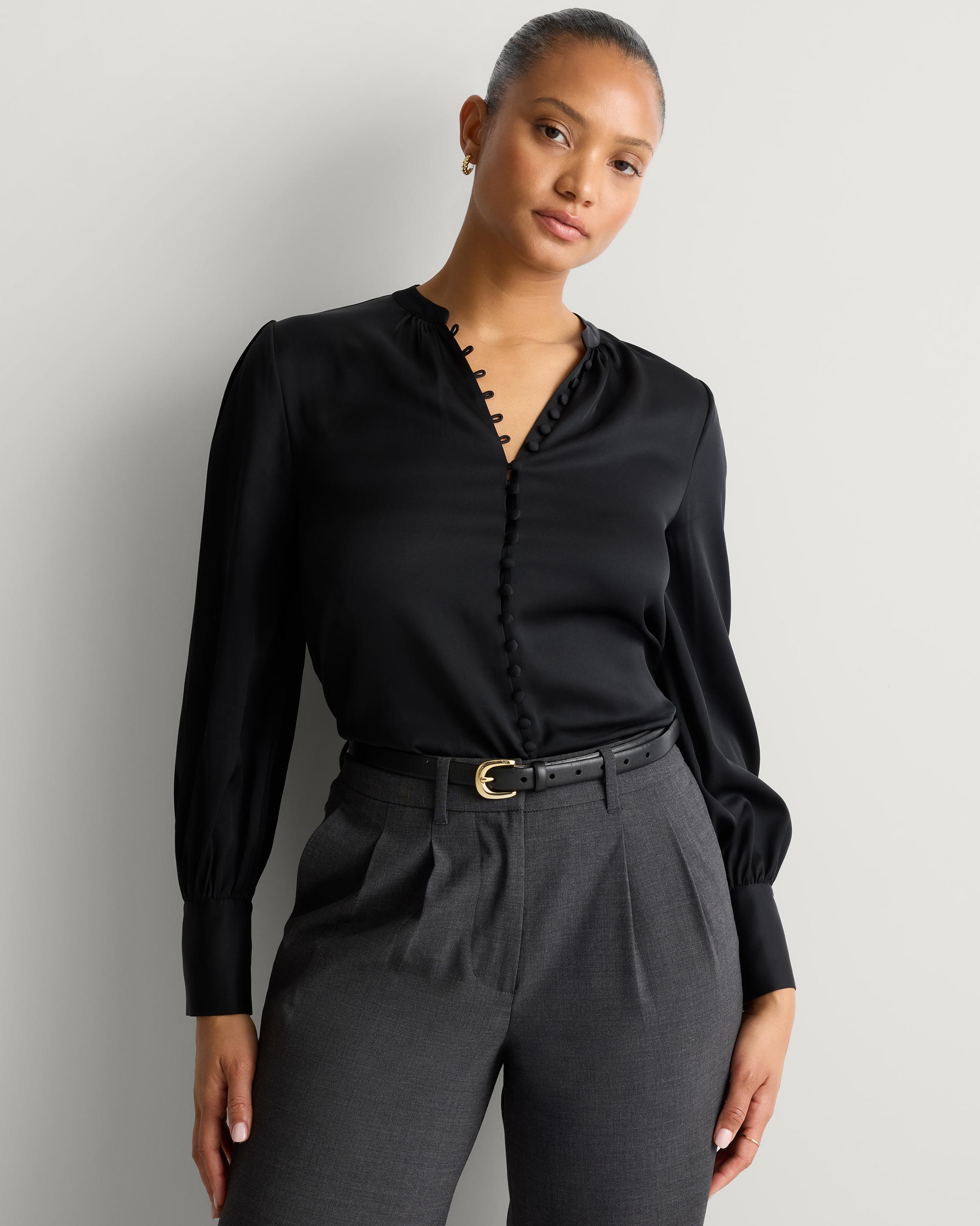 Quince | Women's Washable Stretch Silk Peasant Blouse Size XS Product Image