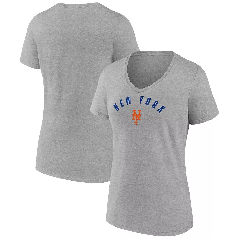 Women's Fanatics  Gray New York Mets V-Neck T-Shirt, Size: Small, Grey Product Image
