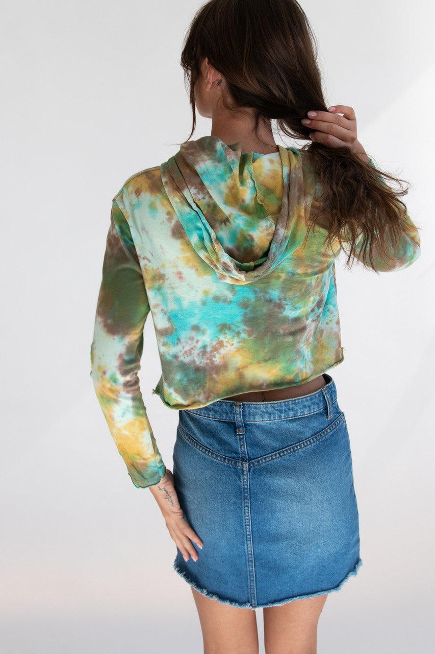 Cool Lizard Dude Tie Dye Cropped Hoodie Product Image