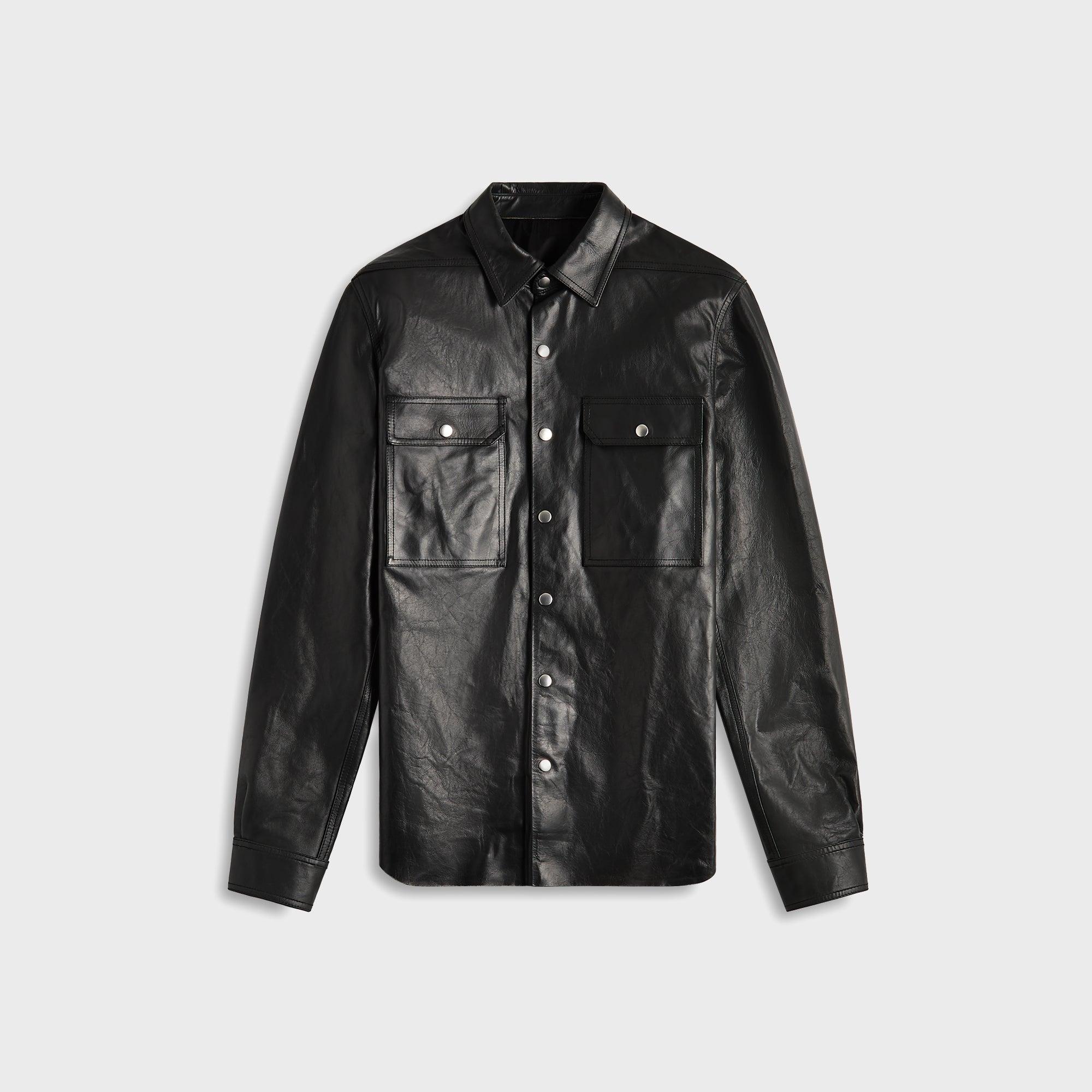 Rick Owens Giacca In Pelle Outershirt - Black Male Product Image