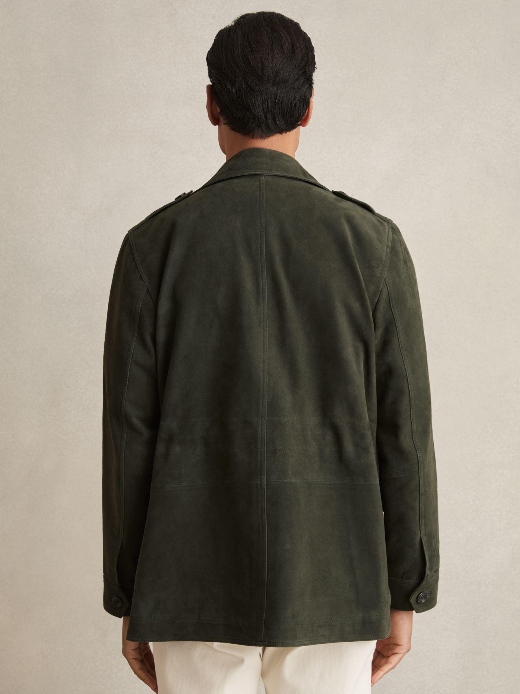 Suede Four Pocket Field Jacket in Dark Forest Green Product Image