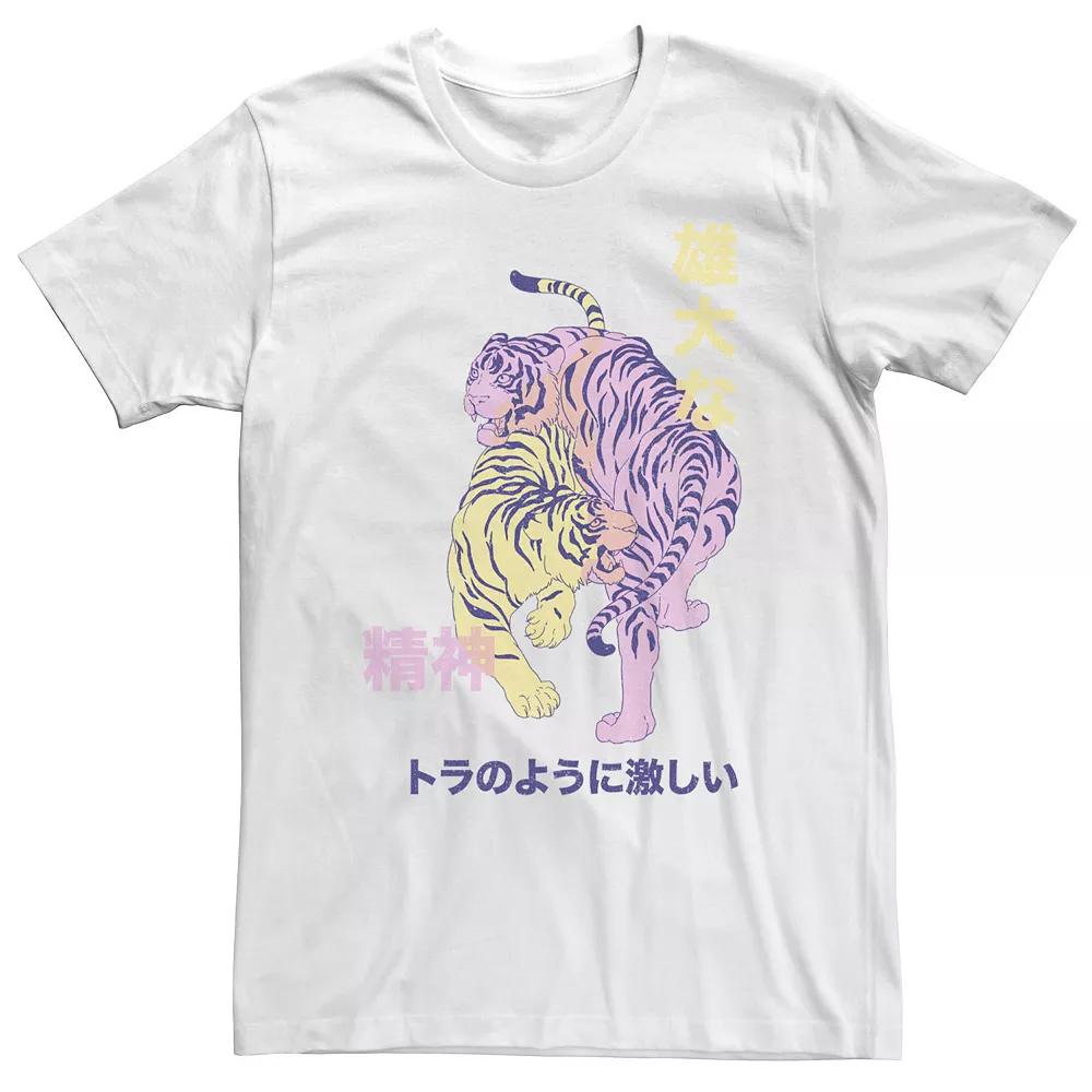 Big & Tall Trendy Double Tiger Pink & Yellow Kanji Tee, Men's,  Product Image