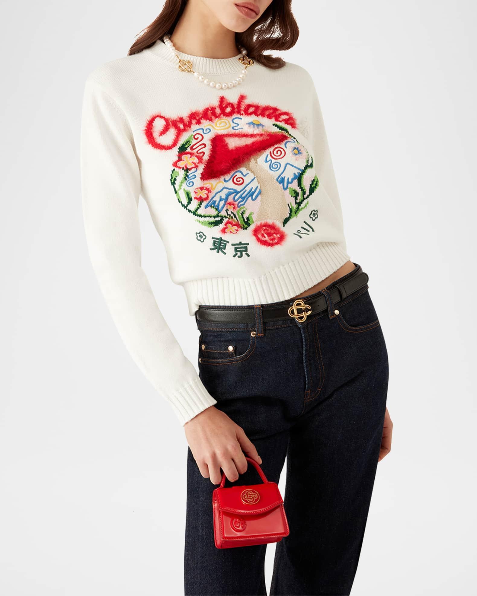 Mushroom Emblem Knit Crewneck Sweater Product Image