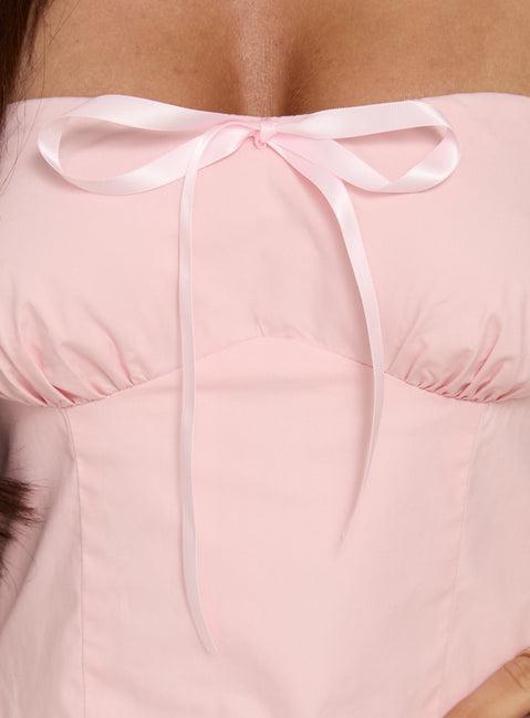 Melaina Bubble Hem Mini Dress Pink Product Image