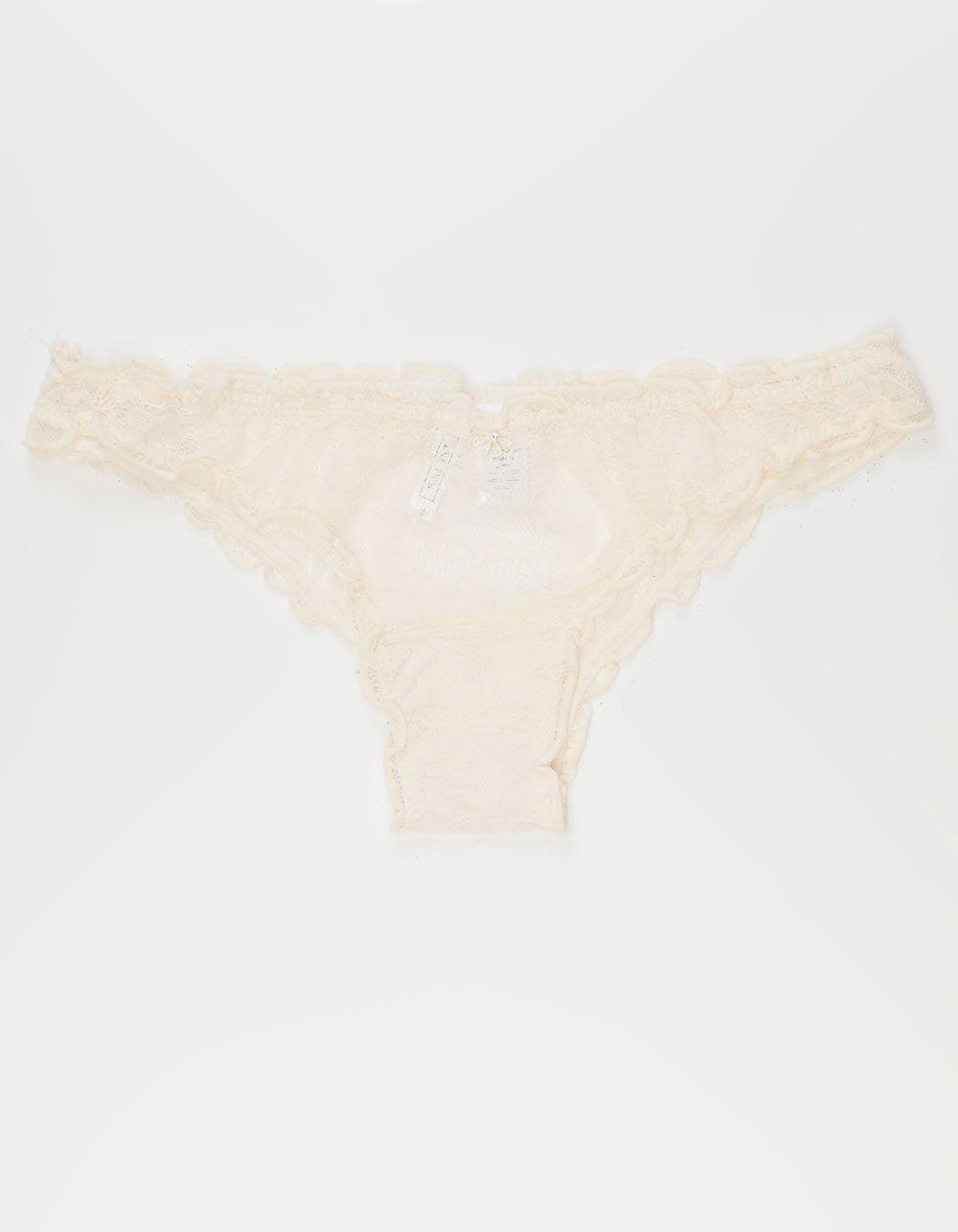 FULL TILT Lace Lettuce Edge Bikini Panties - BLACK Product Image