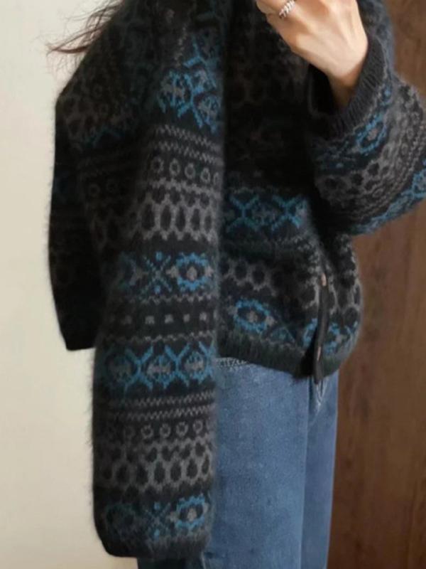 Fair Isle Vintage Knitted Cardigan Cardigan Product Image