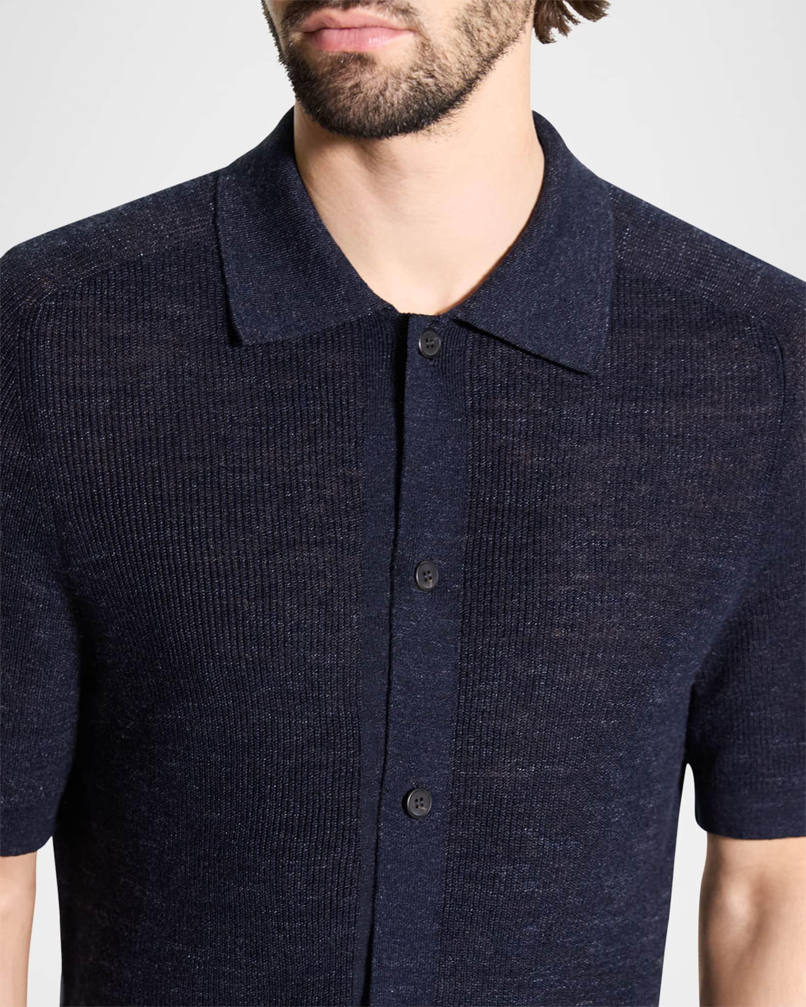 Men's Ribbed Linen-Blend Short-Sleeve Sweater Product Image