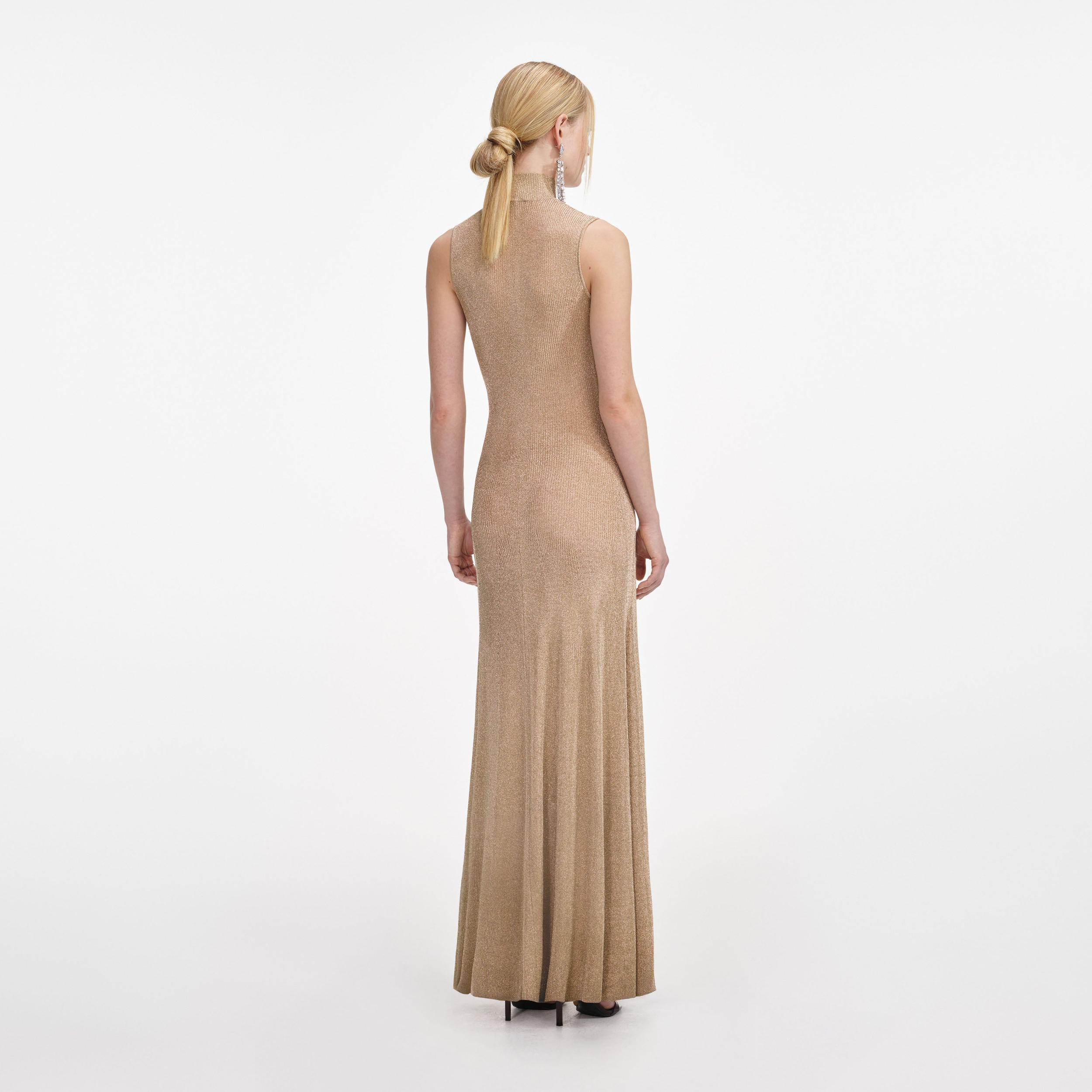 Gold Lurex Knit Maxi Dress Product Image