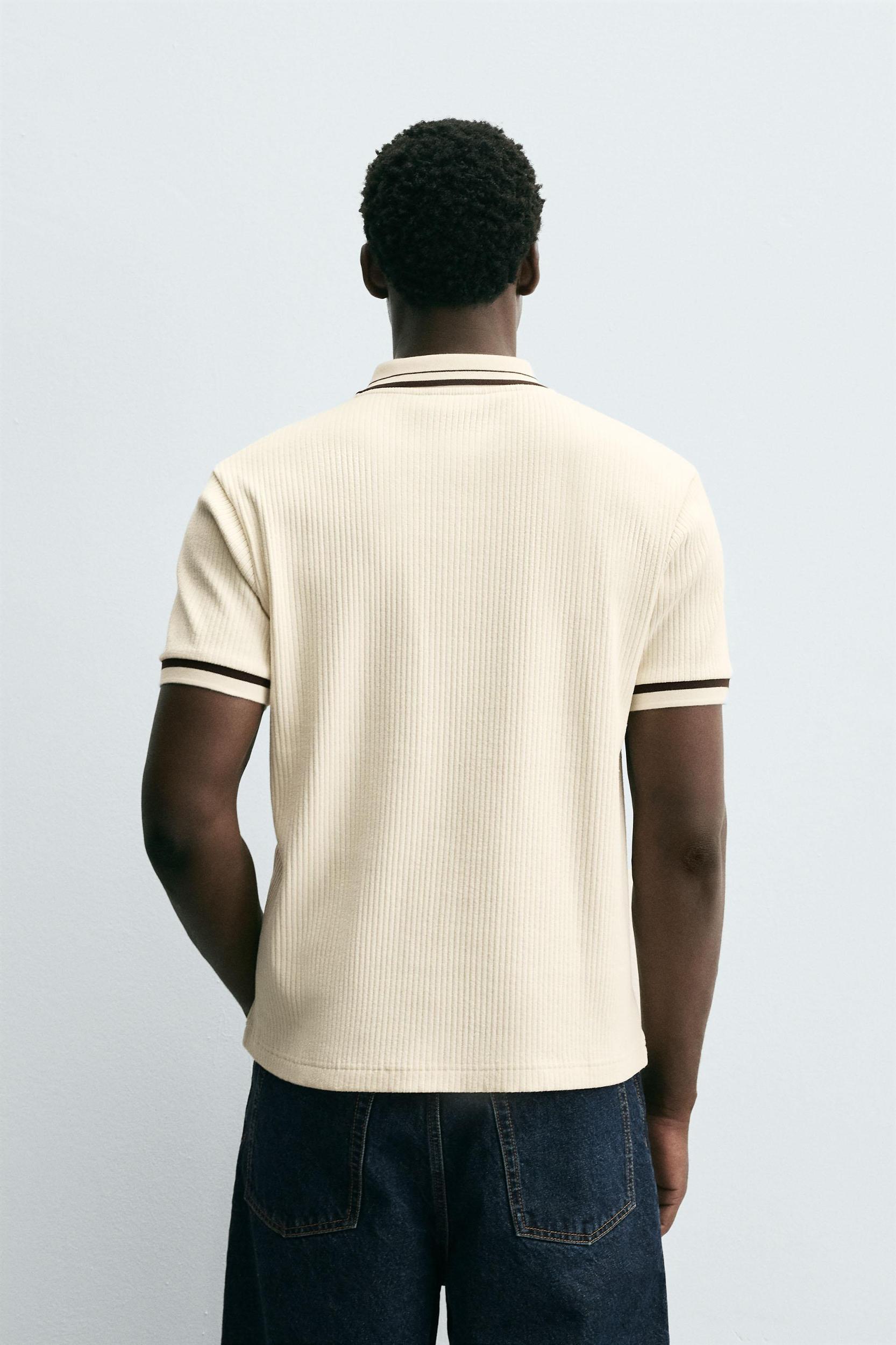 CONTRAST RIBBED POLO SHIRT Product Image