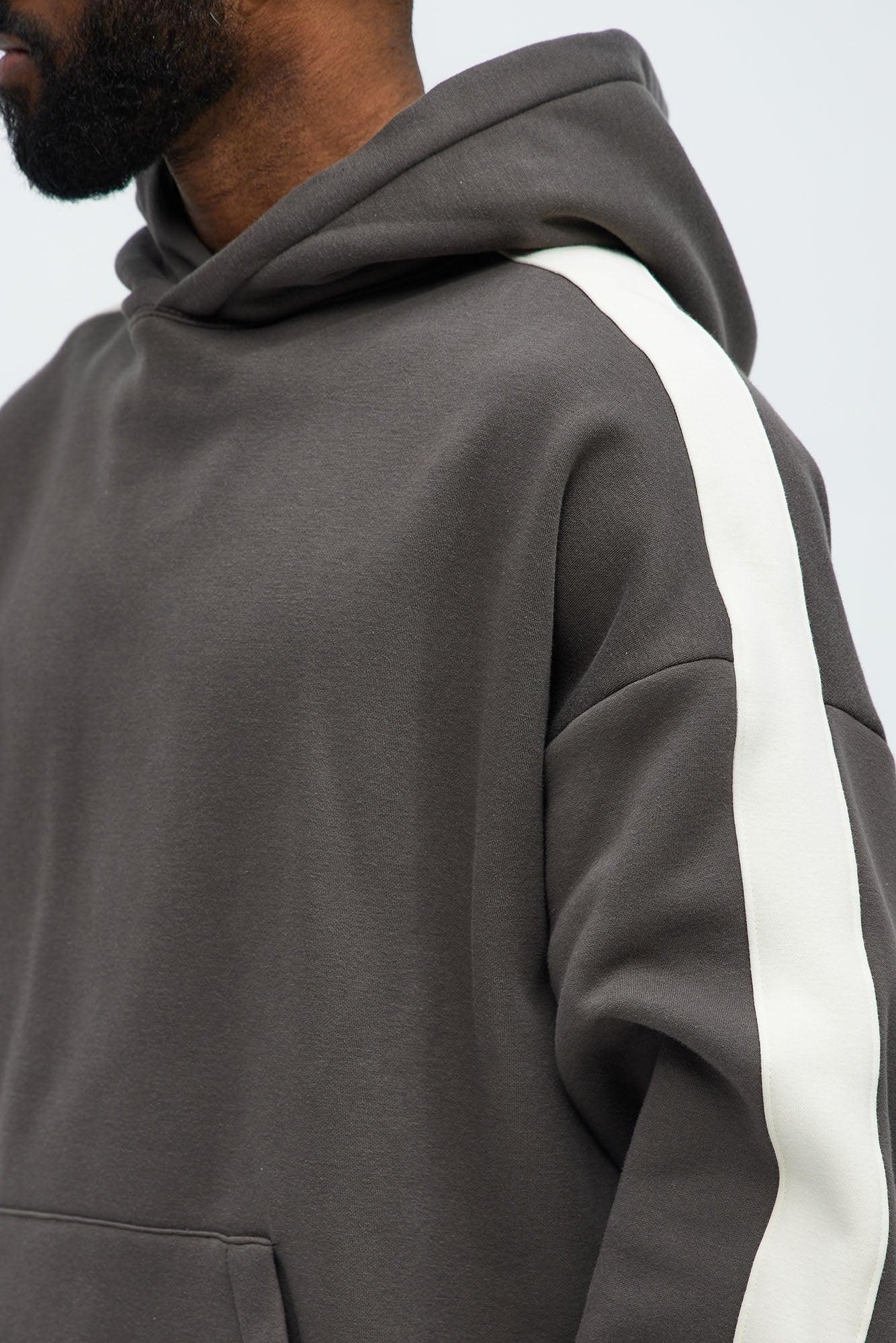 Tyson Heavyweight Oversized Striped Hoodie - Olive Product Image