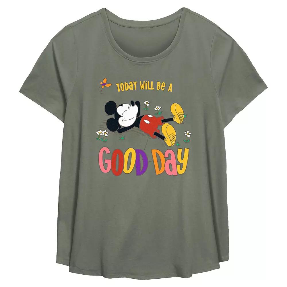 Disney's Mickey Mouse Today Will Be A Good Day Plus Size Flowy Graphic Tee, Women's, Size: 5XL, Green Product Image