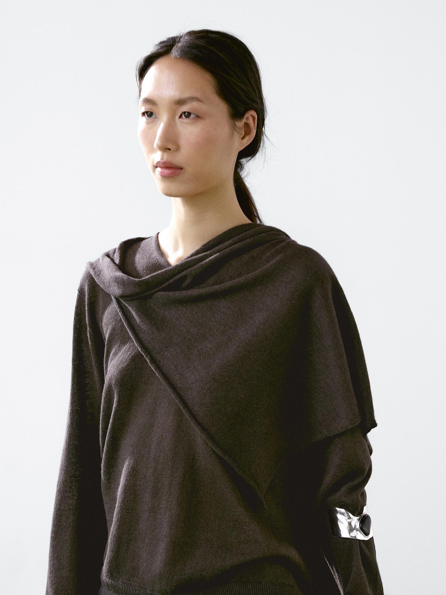 Linen blend sweater with scarf detail Product Image