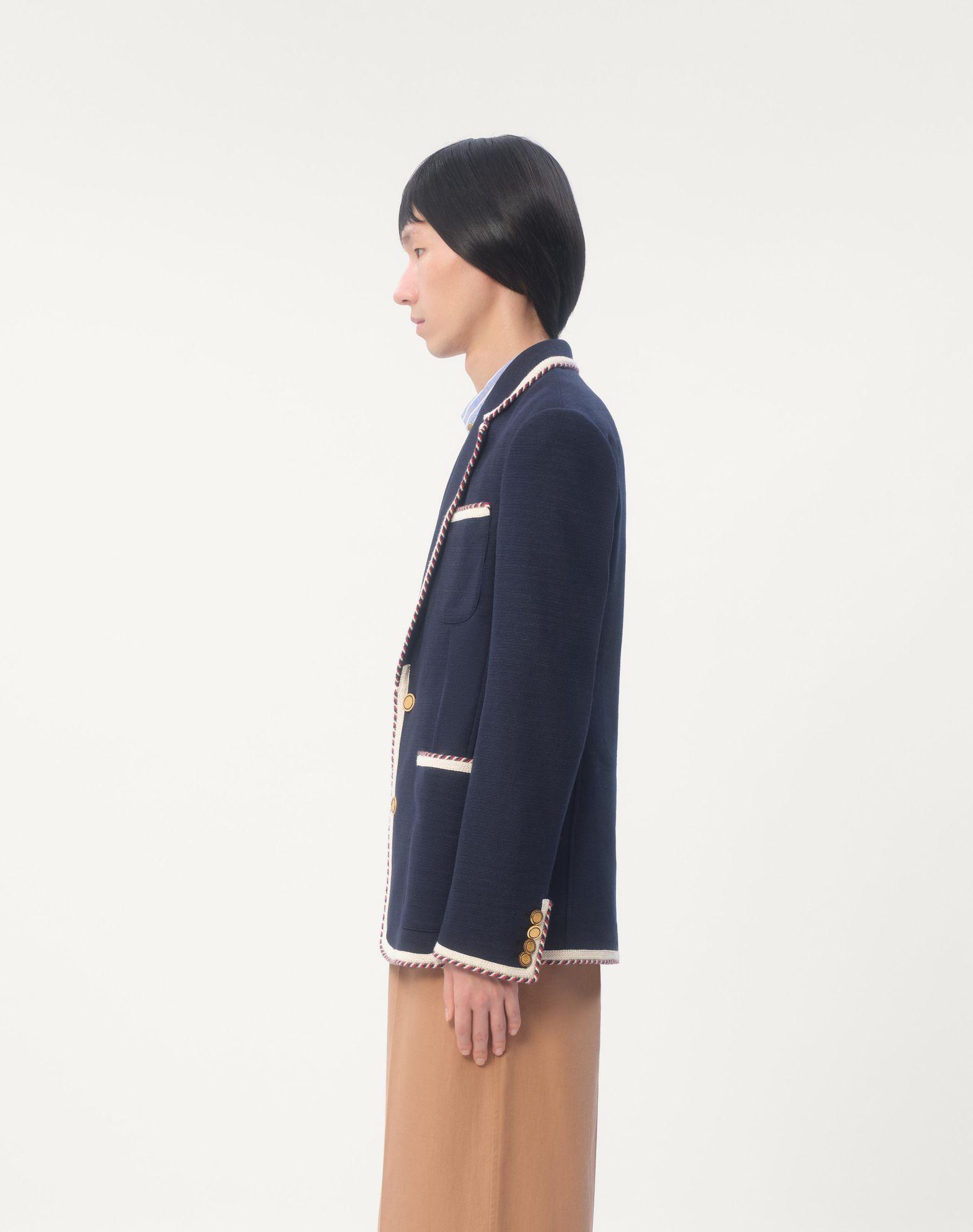 Single-Breasted Jersey Cotton Jacket With Torchon Piping Product Image