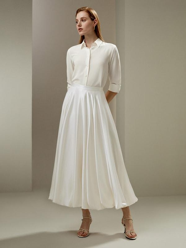 LILYSILK Womens Long Silk Skirt - Black Durable Silk - Flowing Snow Drop Skirt 14 Product Image