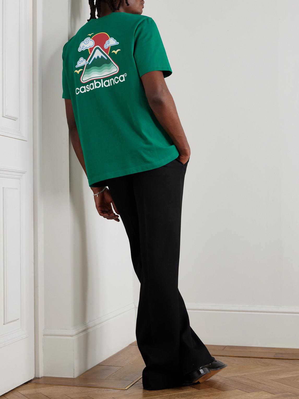 CASABLANCA Mens Montagne Ondulee Brand-print Cotton-jersey T-shirt In Green Product Image